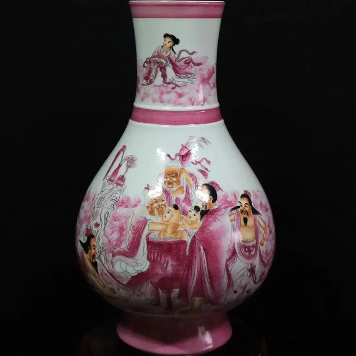[BUNJANG] Chinese Celadon Porcelain Vase / 중국 도자기 연지홍 신선도 화병