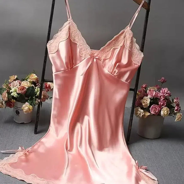 [BUNJANG] Pink Lace Slip Sleepwear Set / 핑크 레이스 슬립 여성 잠옷 2개 16800