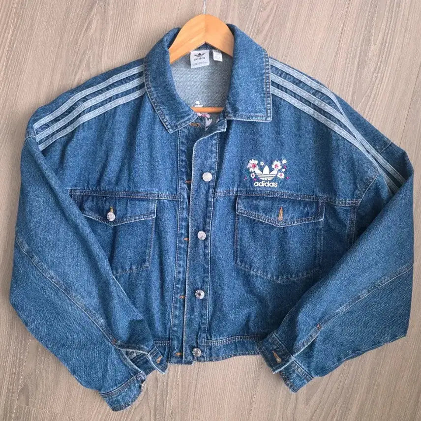 [SOLD OUT] 아디다스 플라워 데님자켓 청자켓 L사이즈