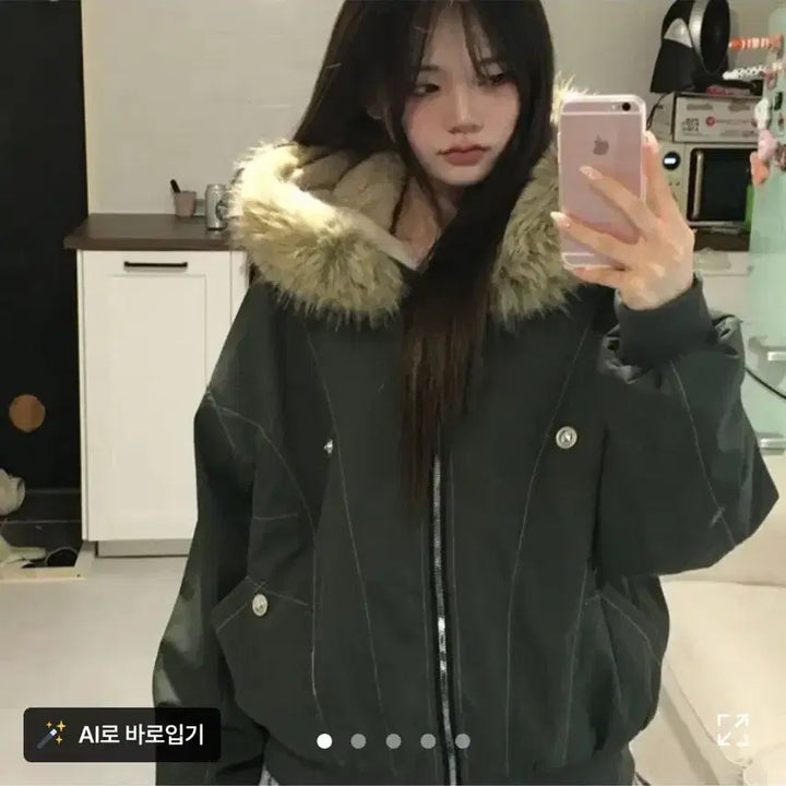 [BUNJANG] Fur Hooded Bomber Jacket / 퍼 후드 야상 봄버 자켓 점퍼 아우터