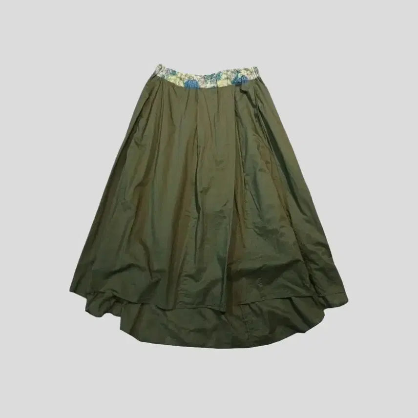 [BUNJANG] TITICACA JP Khaki Ethnic Flower Pattern Maxi Skirt / TITICACA 티티카카 JP 카키 에스닉 플라워 패턴 밴딩 히피 모리