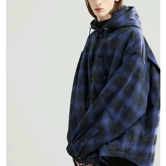 [BUNJANG] Allen Check Hooded Padded Jacket / 알렌느 체크 휴드 셔츠 패디드 자켓 1
