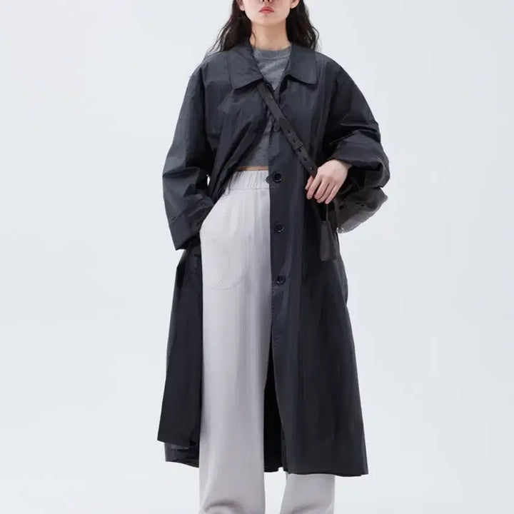 [BUNJANG] ETHOS Black Long Trench Coat / [새상품]에토스 블랙 롱 트렌치 코트