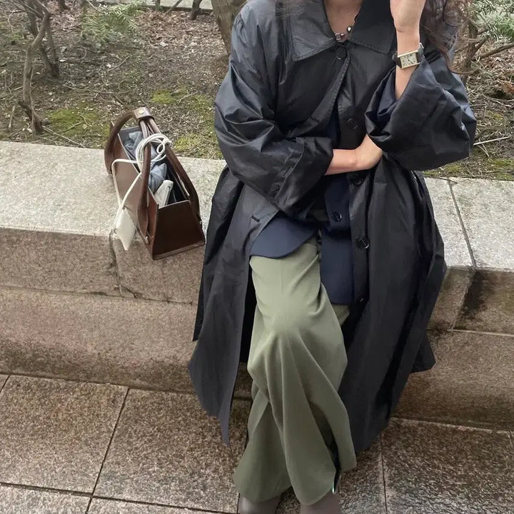 [BUNJANG] ETHOS Black Long Trench Coat / [새상품]에토스 블랙 롱 트렌치 코트