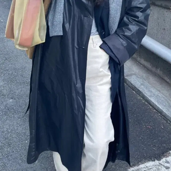 [BUNJANG] ETHOS Black Long Trench Coat / [새상품]에토스 블랙 롱 트렌치 코트