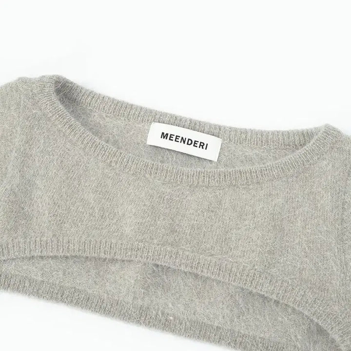 [BUNJANG] Meenderi Beige Angora Top Knit Bolero / 민더리 베이지 앙고라 탑 니트 볼레로