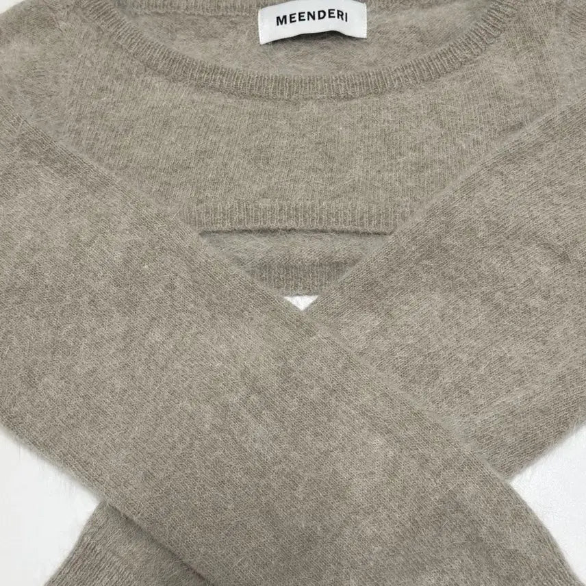 [BUNJANG] Meenderi Beige Angora Top Knit Bolero / 민더리 베이지 앙고라 탑 니트 볼레로