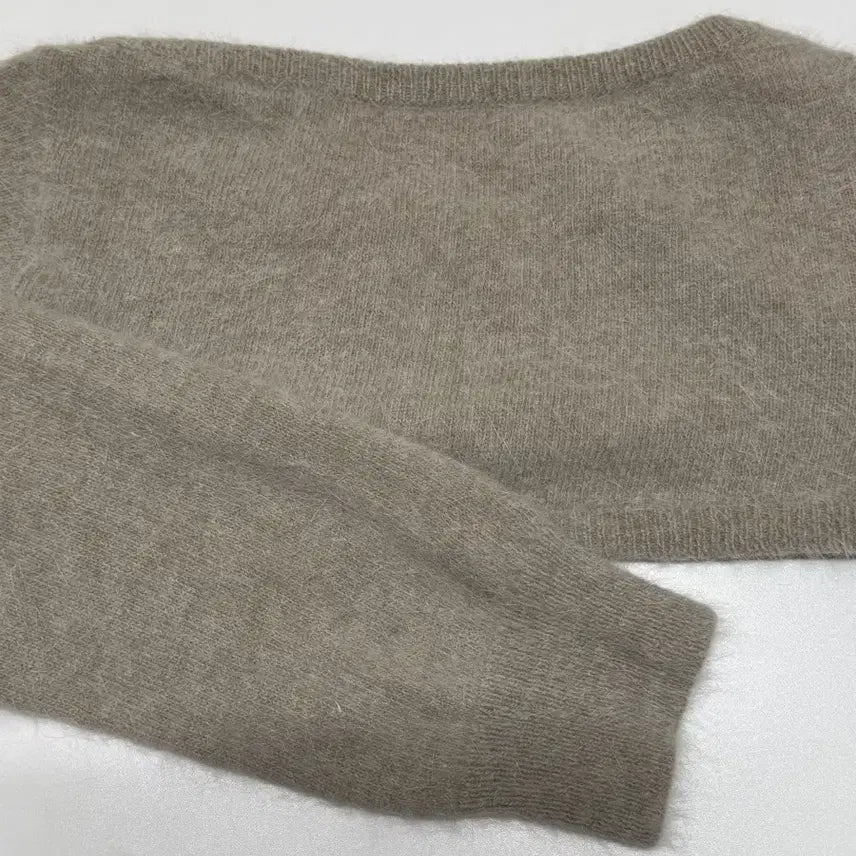 [BUNJANG] Meenderi Beige Angora Top Knit Bolero / 민더리 베이지 앙고라 탑 니트 볼레로