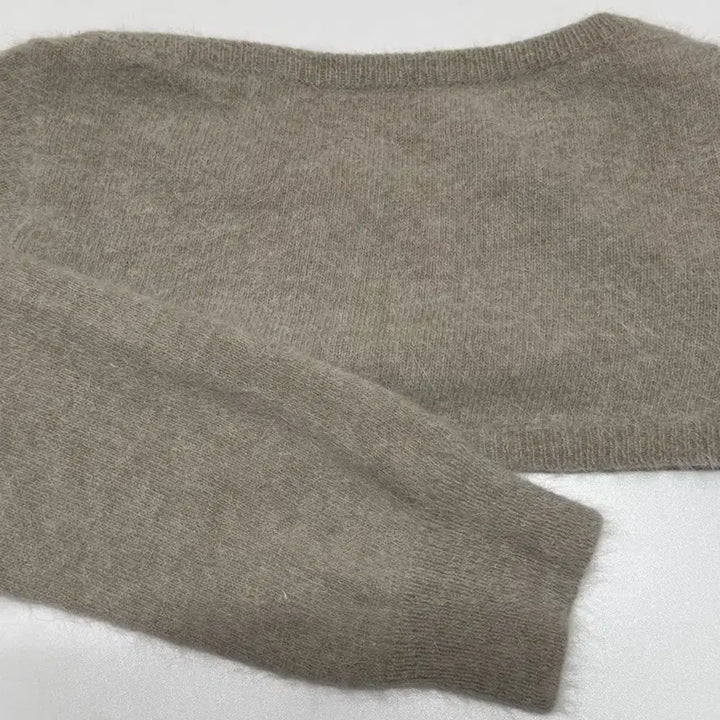 [BUNJANG] Meenderi Beige Angora Top Knit Bolero / 민더리 베이지 앙고라 탑 니트 볼레로