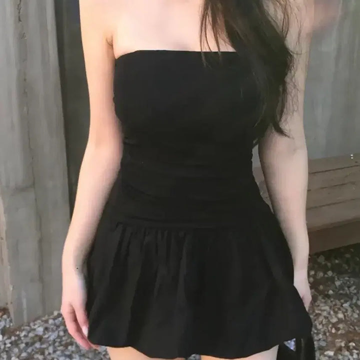 [BUNJANG] Tube Top Balloon Dress / 튜브탑벌룬원피스(속바지 패드내장)