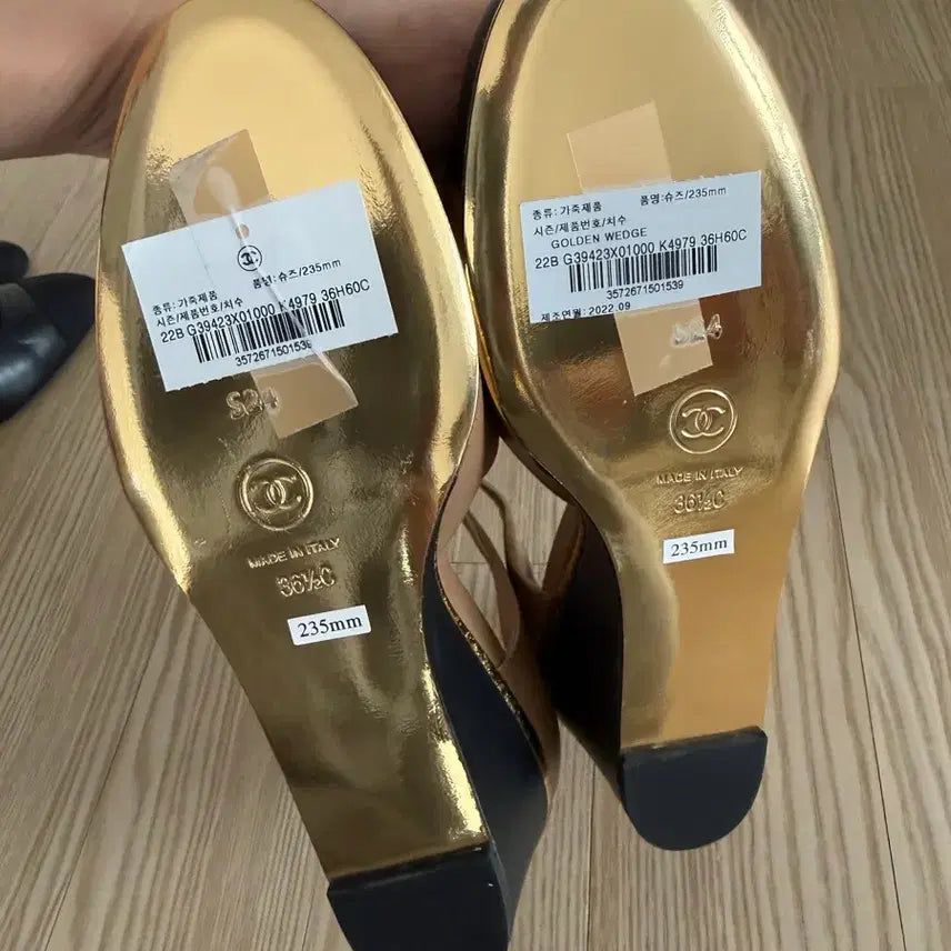 [BUNJANG] Chanel Logo Embroidered Sandals Beige/Black / 샤넬 샌들 베이지/블랙 235 실착용X