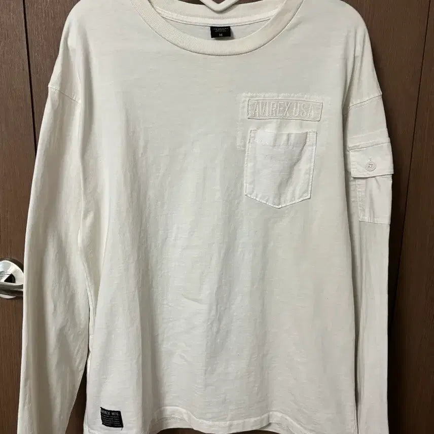 [BUNJANG] AVIREX Ivory Pocket Long Sleeve T-Shirt M / AVIREX 아비렉스 아이보리 포켓 긴팔 티셔츠 M