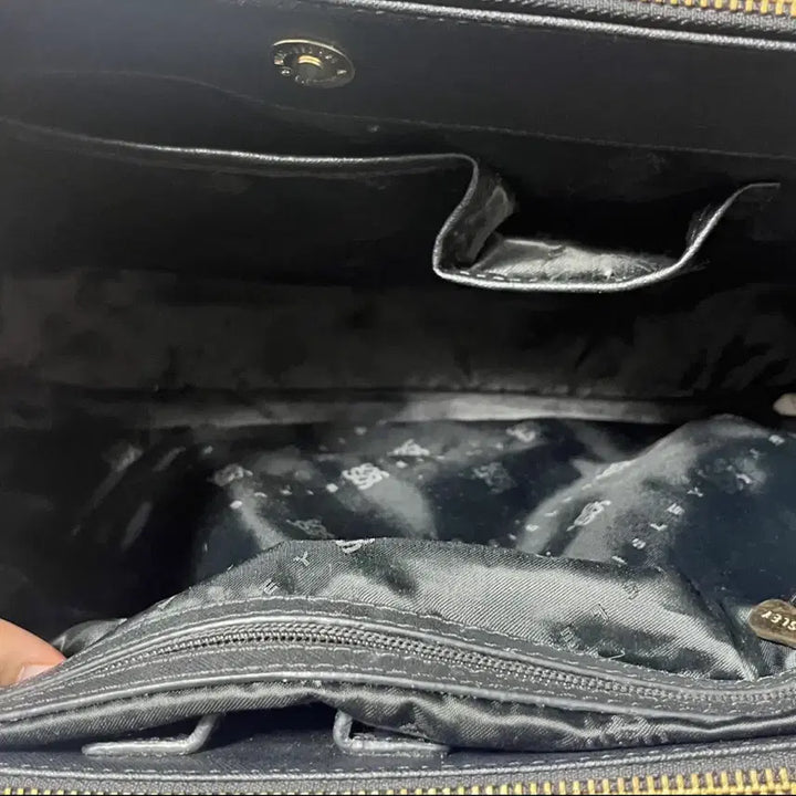 [BUNJANG] Sisley Black Leather Tote and Shoulder Bag / 시슬리 블랙 토트백 겸 숄더백