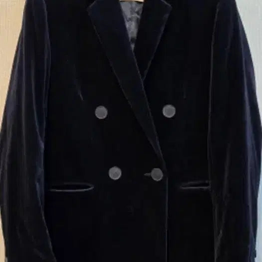 [BUNJANG] Sandro Velvet Double-Breasted Pea Coat / Sandro 산드로 자켓 산드로자켓 벨벳 벨로아 벨벳자켓 피코트 반코트