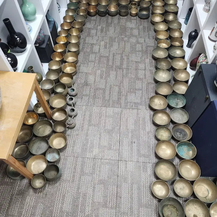 [BUNJANG] Chinese Antique Bronze Wine Cup Set / 황동 방자유기        방자 유기 잔잔대