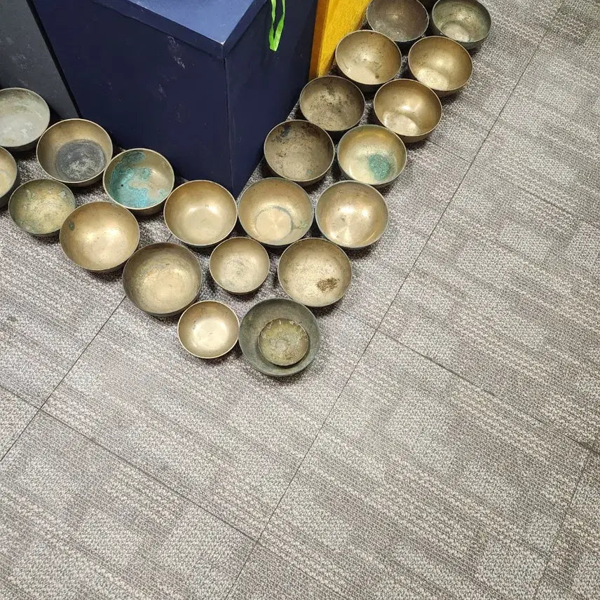 [BUNJANG] Chinese Antique Bronze Wine Cup Set / 황동 방자유기        방자 유기 잔잔대