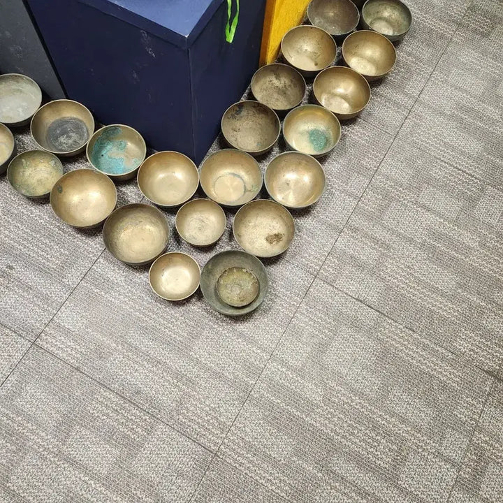 [BUNJANG] Chinese Antique Bronze Wine Cup Set / 황동 방자유기        방자 유기 잔잔대