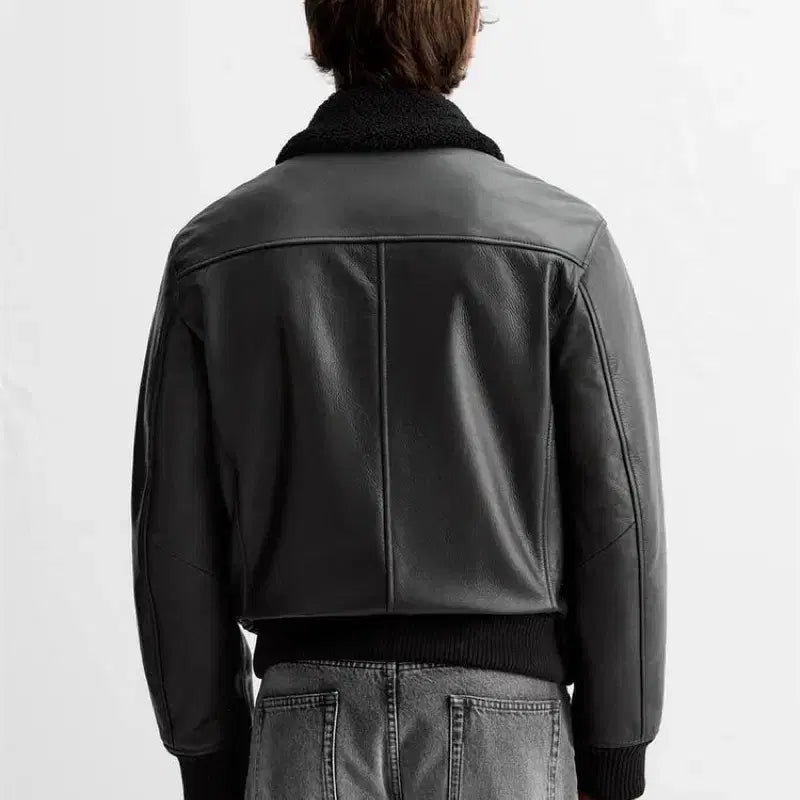 [BUNJANG] ZARA Leather Aviator Jacket - L / 자라 레더 에비에이터 자켓 L사이즈 가죽 자켓