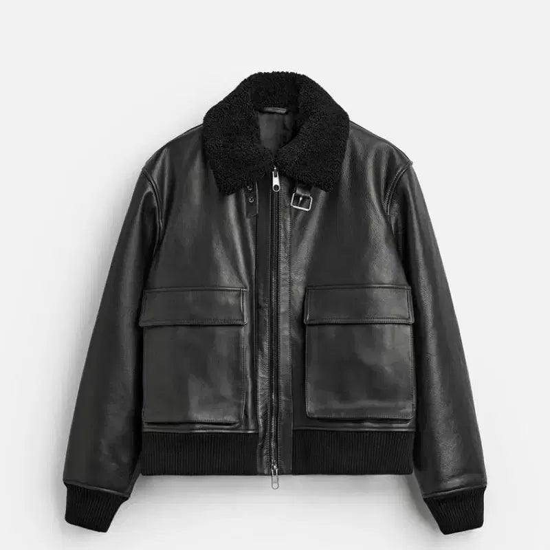 [BUNJANG] ZARA Leather Aviator Jacket - L / 자라 레더 에비에이터 자켓 L사이즈 가죽 자켓