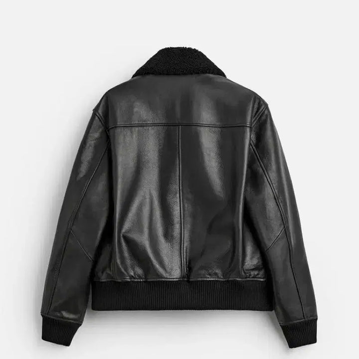 [BUNJANG] ZARA Leather Aviator Jacket - L / 자라 레더 에비에이터 자켓 L사이즈 가죽 자켓