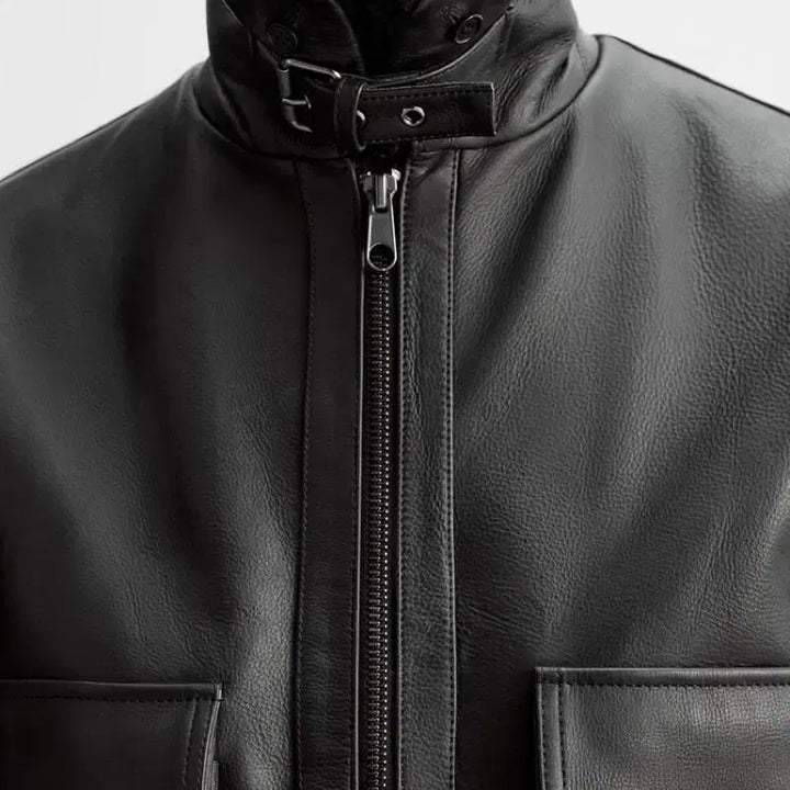 [BUNJANG] ZARA Leather Aviator Jacket - L / 자라 레더 에비에이터 자켓 L사이즈 가죽 자켓