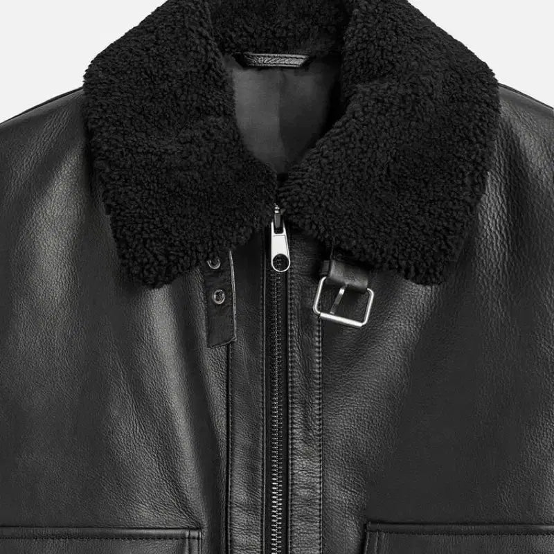 [BUNJANG] ZARA Leather Aviator Jacket - L / 자라 레더 에비에이터 자켓 L사이즈 가죽 자켓