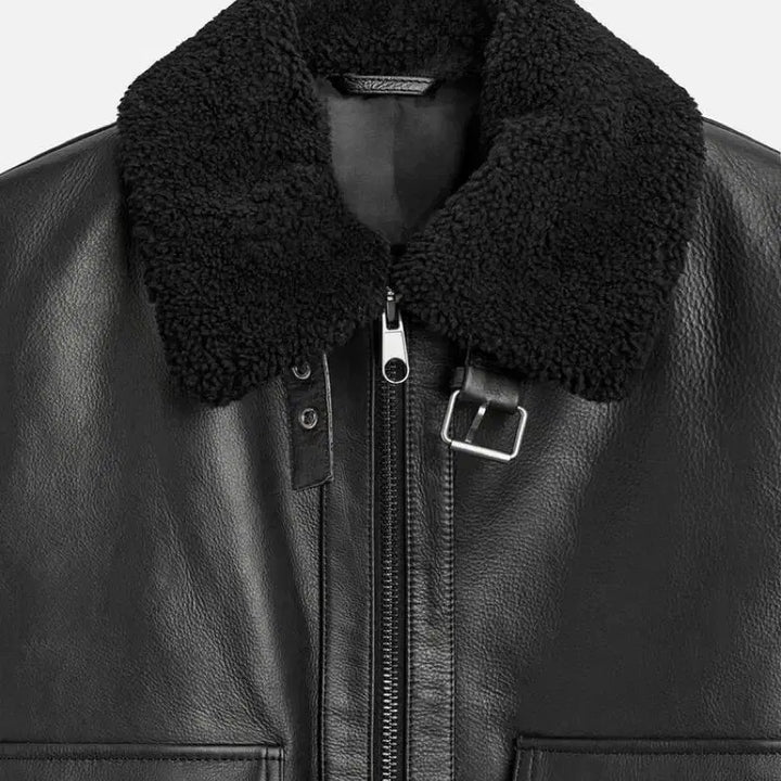 [BUNJANG] ZARA Leather Aviator Jacket - L / 자라 레더 에비에이터 자켓 L사이즈 가죽 자켓