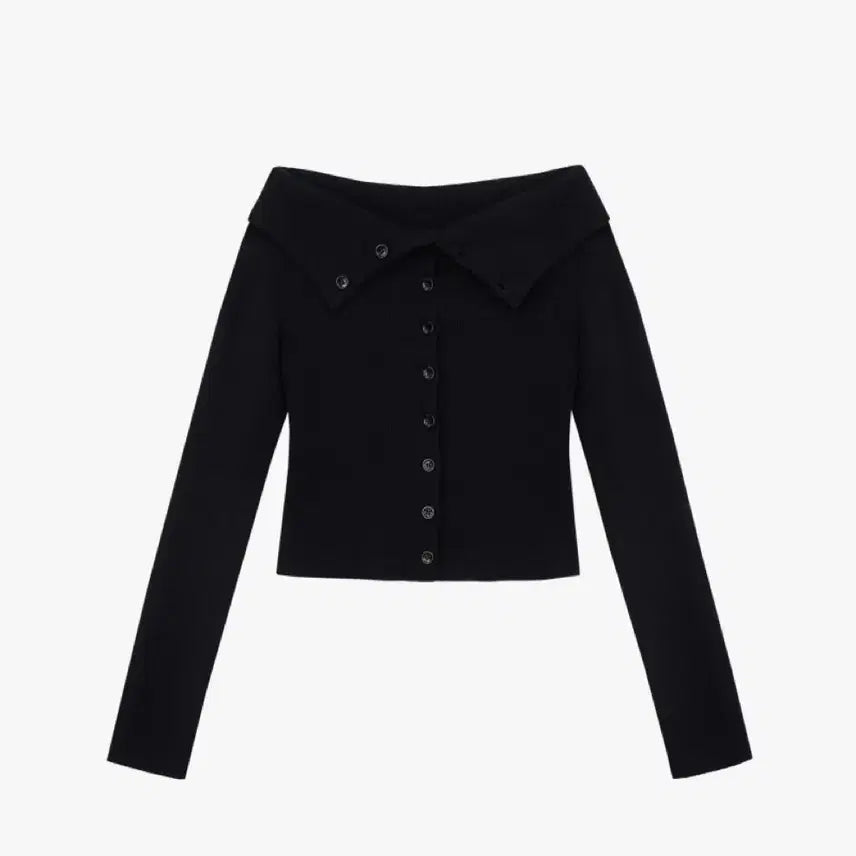 [BUNJANG] Grove Bind Off-Shoulder Knit Cardigan Black / 그로브 바인드 가디건(한소희 착용 오프솔더 니트 가디건 블랙)