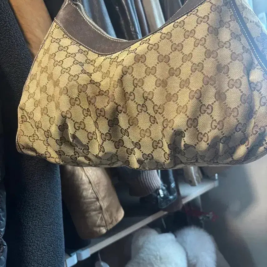 [BUNJANG] Gucci GG Jacquard Hobo Bag Brown / 구찌 GG 자가드 호보백 브라운