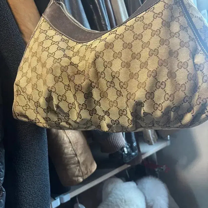 [BUNJANG] Gucci GG Jacquard Hobo Bag Brown / 구찌 GG 자가드 호보백 브라운