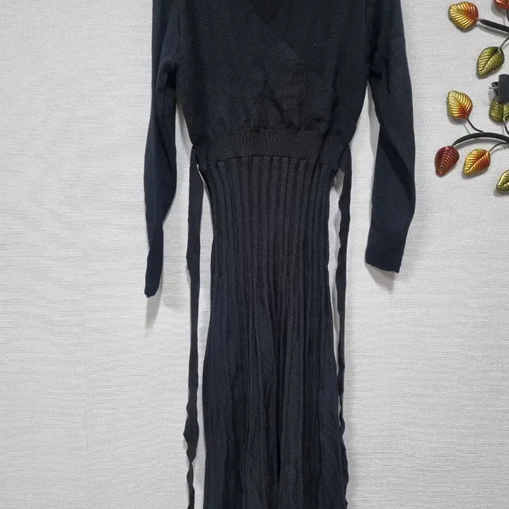 [BUNJANG] Black Knit Wrap Long Dress / 랩 스타일 니트 롱 원피스 블랙 55(스판좋음)찐검정사진빛들어감