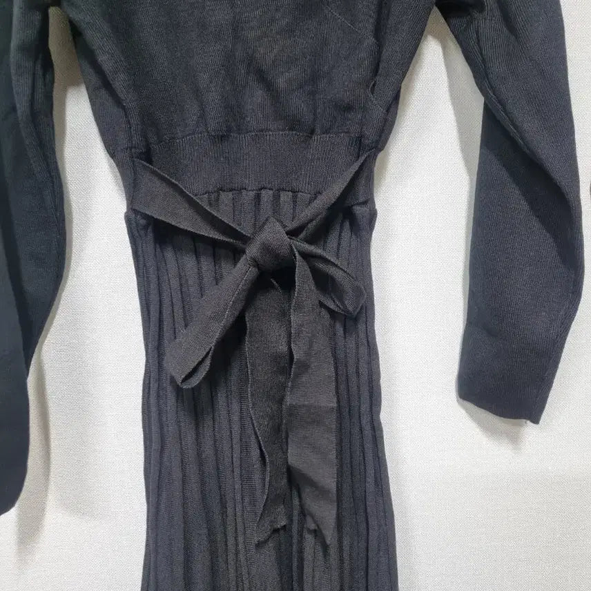 [BUNJANG] Black Knit Wrap Long Dress / 랩 스타일 니트 롱 원피스 블랙 55(스판좋음)찐검정사진빛들어감