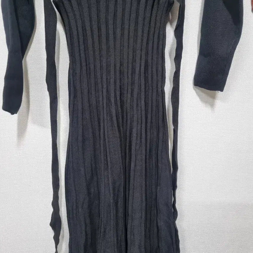 [BUNJANG] Black Knit Wrap Long Dress / 랩 스타일 니트 롱 원피스 블랙 55(스판좋음)찐검정사진빛들어감