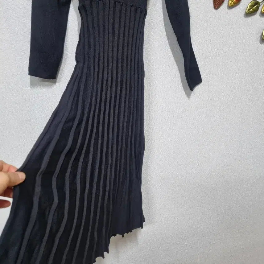 [BUNJANG] Black Knit Wrap Long Dress / 랩 스타일 니트 롱 원피스 블랙 55(스판좋음)찐검정사진빛들어감