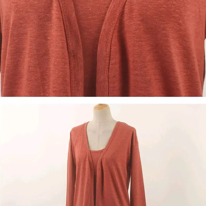 [BUNJANG] K125 Gray Sleeved Cardigan & Tank Top Set / K125 회색 슬리브 가디건 + 나시 세트