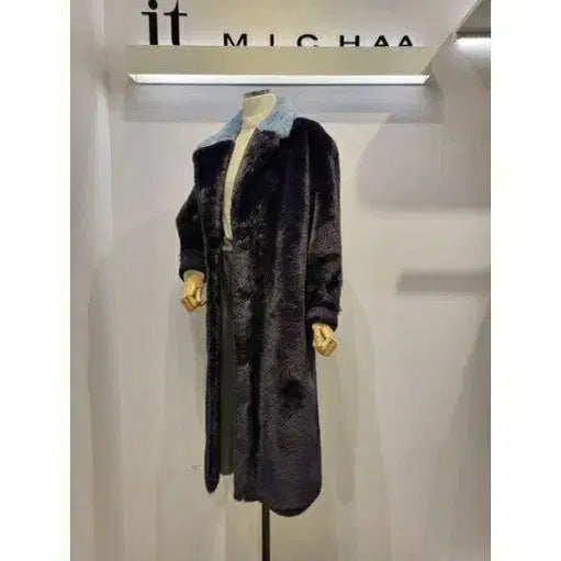 [BUNJANG] LEWITT Reversible Long Mouton Coat Dark Navy / 르윗 리버시블 롱 무스탕 코트 다크네이비