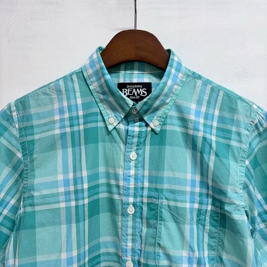 [SOLD OUT] BEAMS 빔즈 민트 체크 남방 셔츠 S