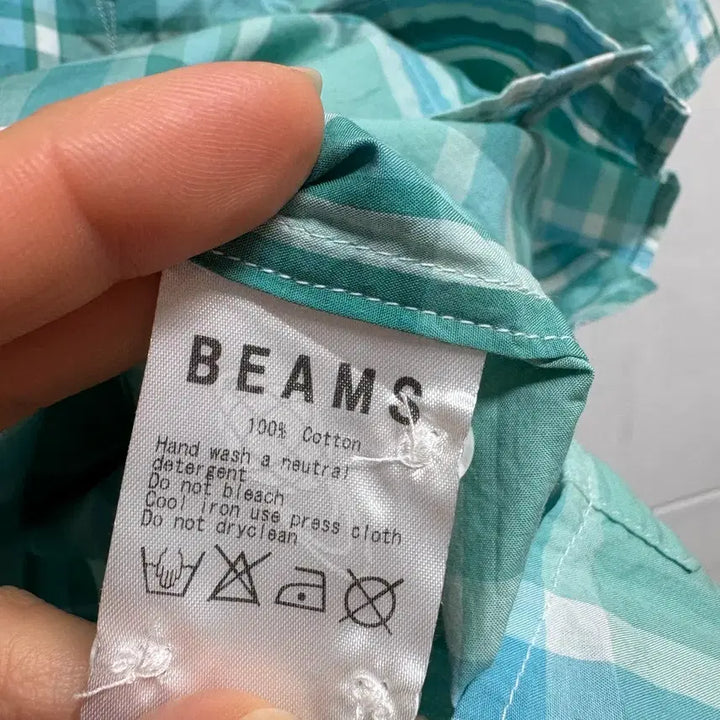 [SOLD OUT] BEAMS 빔즈 민트 체크 남방 셔츠 S