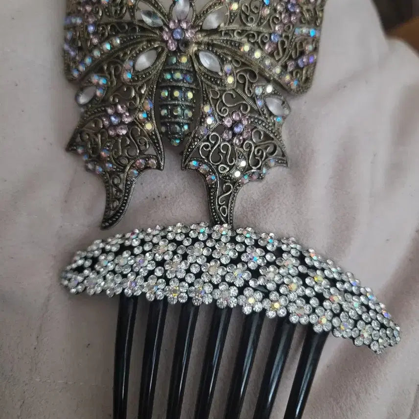 [BUNJANG] Black Cubic & Butterfly Hairpin Set / 대형 큐빅 헤어핀 올림머리