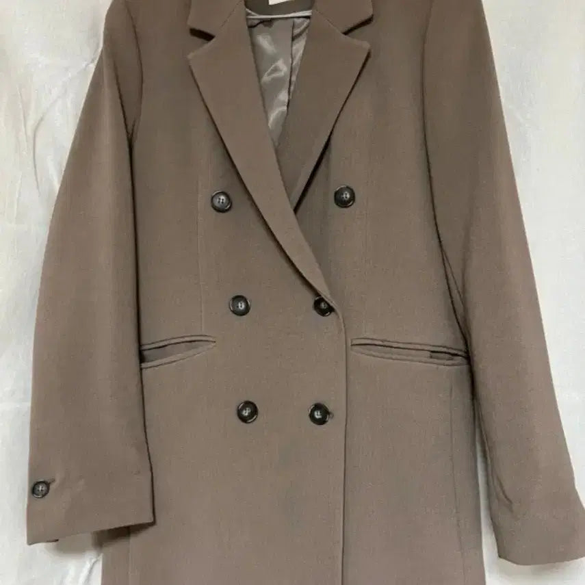 [BUNJANG] Roem Double-Breasted Brown Blazer / Room 더블 브레스트 브라운 자켓