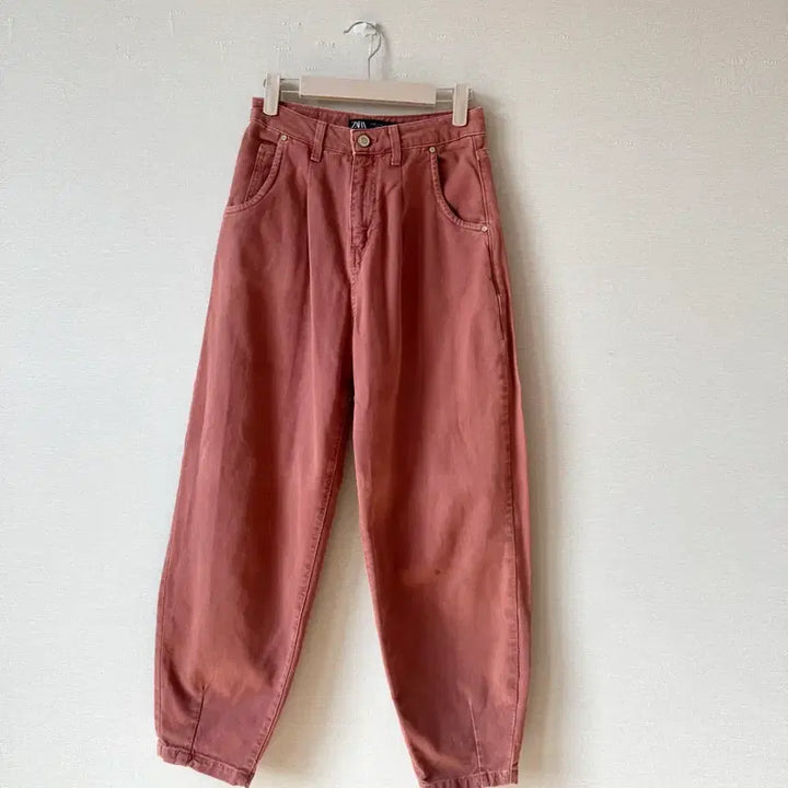 [BUNJANG] ZARA Coral Pink Wide Denim Pants / ZARA 자라 프리미엄 데님 코랄핑크 와이드 팬츠 26인치