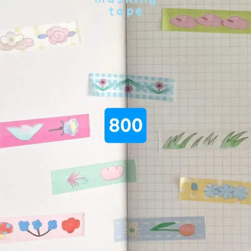 [BUNJANG] Greenery Everyday Washi Tape and Memo Pad Set / [마테/떡메띵] 4종) 그리니에브리데이