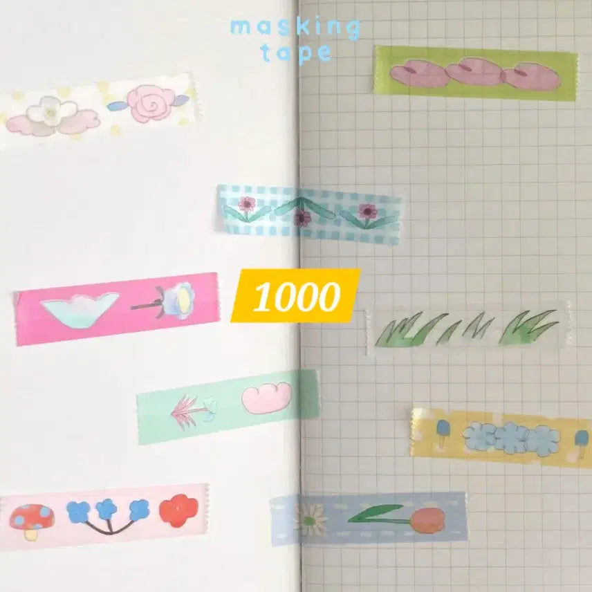 [BUNJANG] Greenery Everyday Washi Tape and Memo Pad Set / [마테/떡메띵] 4종) 그리니에브리데이