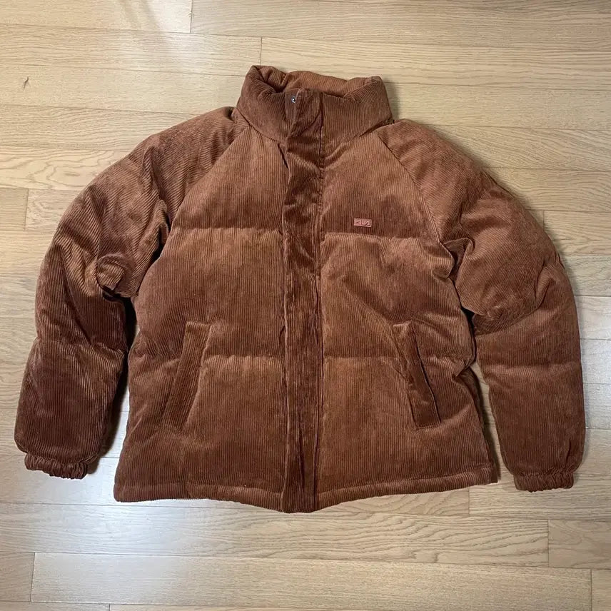 [BUNJANG] Fila Corduroy Brown Duck Down Padded Jacket / L / 휠라 코듀로이 골덴 패딩 브라운 덕다운