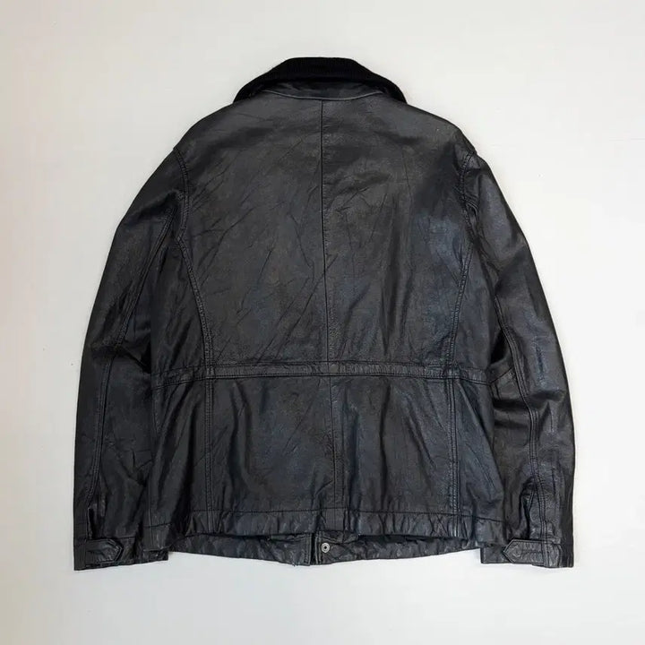 [BUNJANG] Calvin Klein Cowhide High-Neck Multi-Pocket Leather Jacket / 캘빈클라인 소가죽 하이넥 멀티포켓 리얼레더 가죽자켓