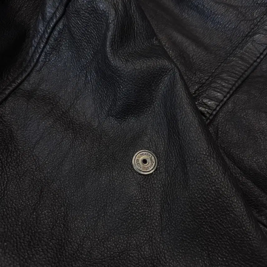 [BUNJANG] Calvin Klein Cowhide High-Neck Multi-Pocket Leather Jacket / 캘빈클라인 소가죽 하이넥 멀티포켓 리얼레더 가죽자켓