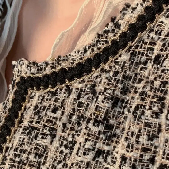 [BUNJANG] Attrangs Tweed Cardigan - Black / 아뜨랑스 트위드 가디건 블랙