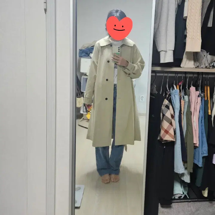 [BUNJANG] SJSJ Sand Beige Belted Trench Coat / SJSJ 샌드베이지 벨티드 트렌치 코트 55 한섬 시스템