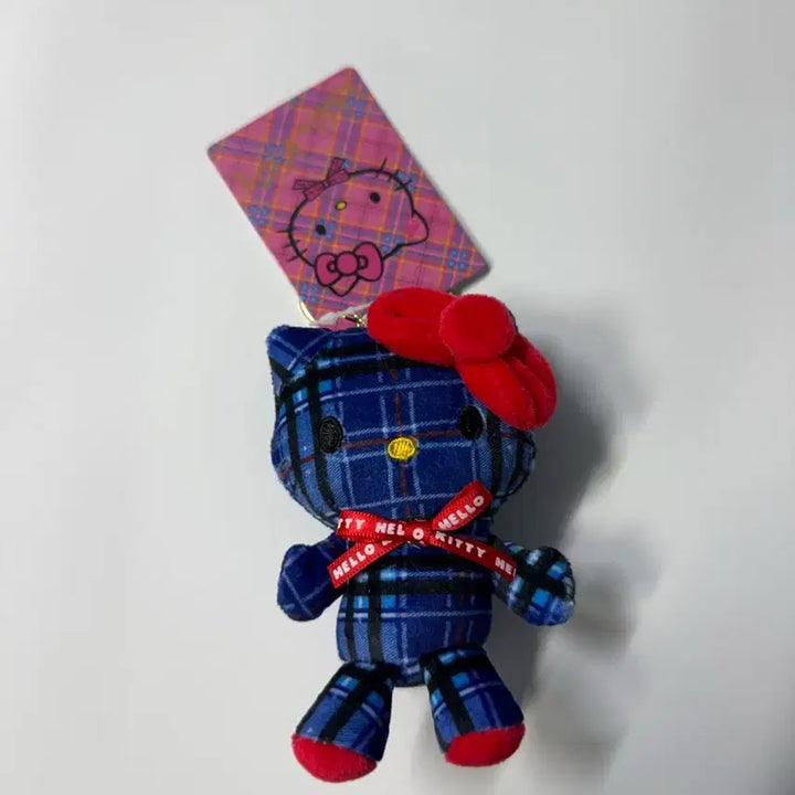 [BUNJANG] Sanrio Hello Kitty Blue Check Doll Keyring / 산리오 헬로키티 블루체크 인형 키링