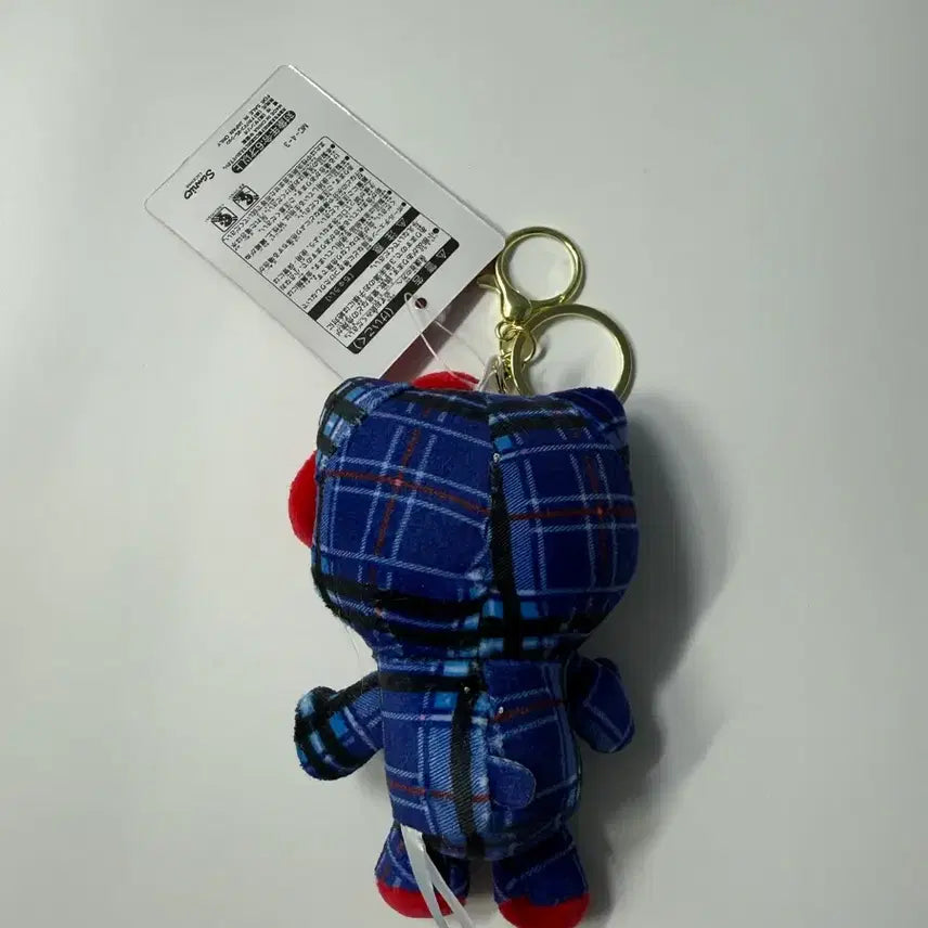 [BUNJANG] Sanrio Hello Kitty Blue Check Doll Keyring / 산리오 헬로키티 블루체크 인형 키링